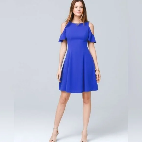 White House Black Market | Dresses | Nwtwhite House Black Market Turquoise  Blue Fit And Flare Coldshoulder Dress | Poshmark